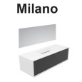 GSG MILANO Mobile Milano in MDF laccato bianco L140xP52 con lavabo integrato in resina e due cassetti push and pull