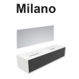 GSG MILANO Mobile Milano in MDF laccato bianco L180xP52 con due lavabi integrati in resina e due cassetti push and pull