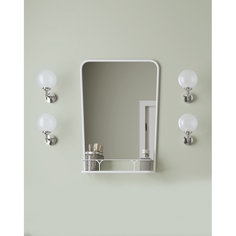 Miroir Vintage Mirrors Boogie avec étagère L58xH83xP16 avec finition white DEVON&DEVON - 1