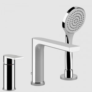 VIA MANZONI Gruppo Bordo Vasca 3 fori con bocca di erogazione, deviatore, flessibile 1,5m e doccetta anticalcare GESSI