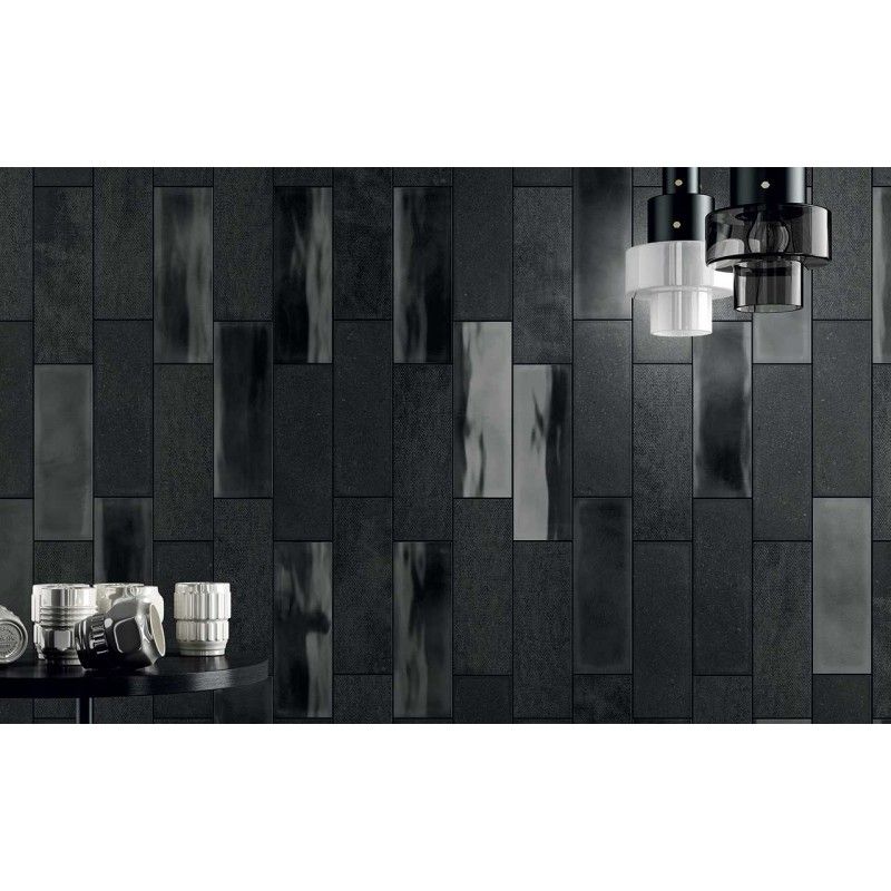 ARMY GLAZE BLACK 10X30 cm CAMP Diesel Living 754915 Iris Ceramica