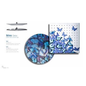 TATTOO WELLNESS SHOWER Steel round shower head ø mm 300 with graphic Chrome  Bongio 00882TT10FLY Q-BLUE BONGIO RUBINETTERIE  - 1