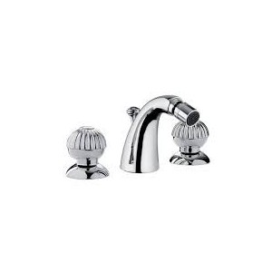 RADIANT Batterie Bidet 3 trous avec Bouche complete échappement 1.1/4" Chrome  Bongio 02503 BONGIO RUBINETTERIE  - 1