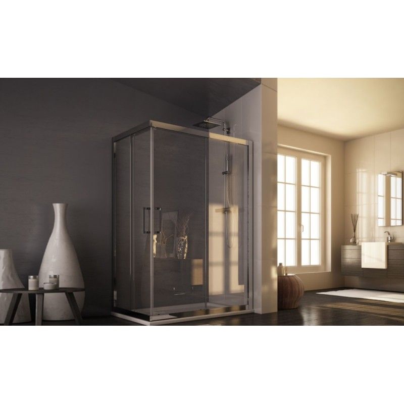 Roma Angolo Ante Box Doccia  da  100X80cm Cromo  Cristallo 6mm Trasparente FORTE BOX DOCCIA  - 1
