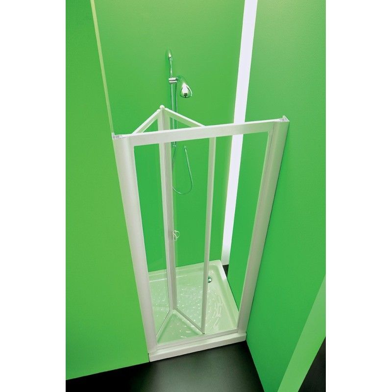 Domino Porta Box Doccia  da  100cm Bianco Cristallo Temperato 3mm Trasparente FORTE BOX DOCCIA  - 1