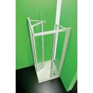 Flex Ecke Duschkabine  von  70X70cm Weiss Temperiertes Kristall 3mm Transparent FORTE BOX DOCCIA  - 1