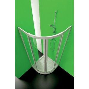 Ponte Tondo Ante Box Doccia  da  80cm Bianco Cristallo Temperato 3mm Trasparente FORTE BOX DOCCIA  - 1