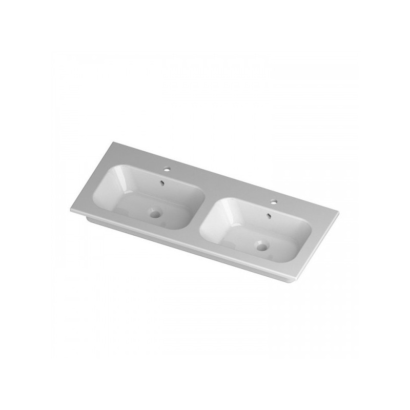 CONSOLE QUBO 121 SQUARE DOUBLE BOWL Disegno Ceramica