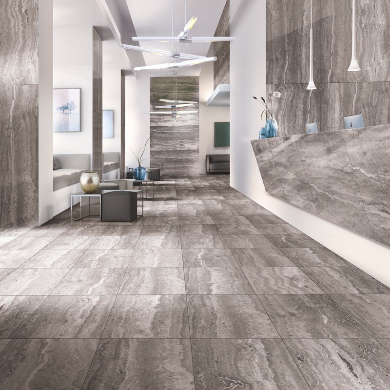 MARMOKER TRAVERTINO TITANIUM LUCIDO 88 x 88 Casalgrande Padana 10680211 CASALGRANDE PADANA - 1