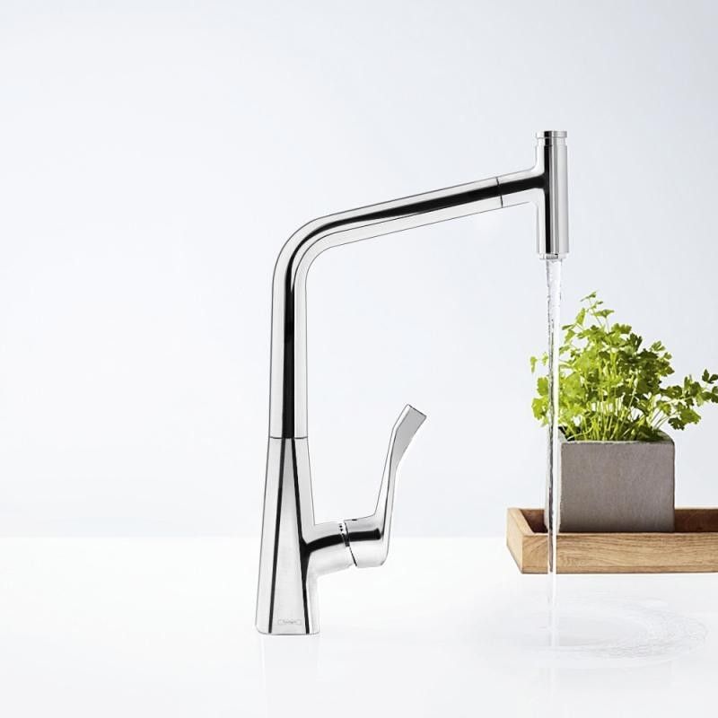 Metris Select 320 Melangeur de cuisine a levier unique   distribution extractible  CROMO  HANSGROHE 14884000 HANSGROHE - 1