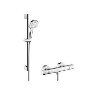 Croma 110 Select E Systeme de douche externe Vario avec thermostat Ecostat Comfort et tige de douche de 65 cm Hansgrohe 27081400