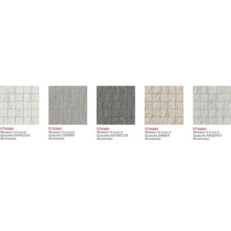 Mosaico 5 Quarzite Antracite Strukturiert 30x30 - FMG ST30881